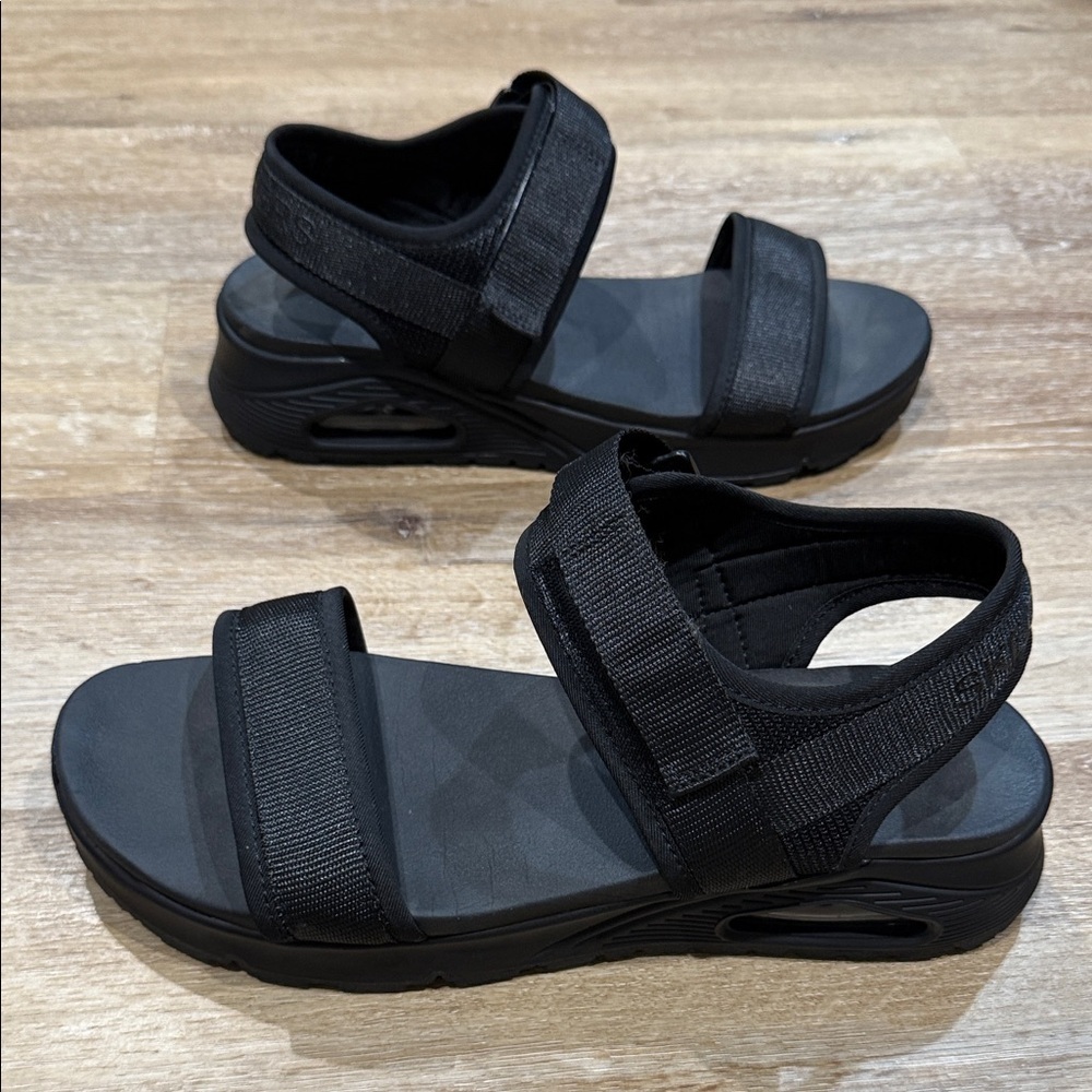 Skechers Size 11 Black Women's 119185 Uno New Sesh Yoga Foam Skech Air Sandals - Picture 5 of 10